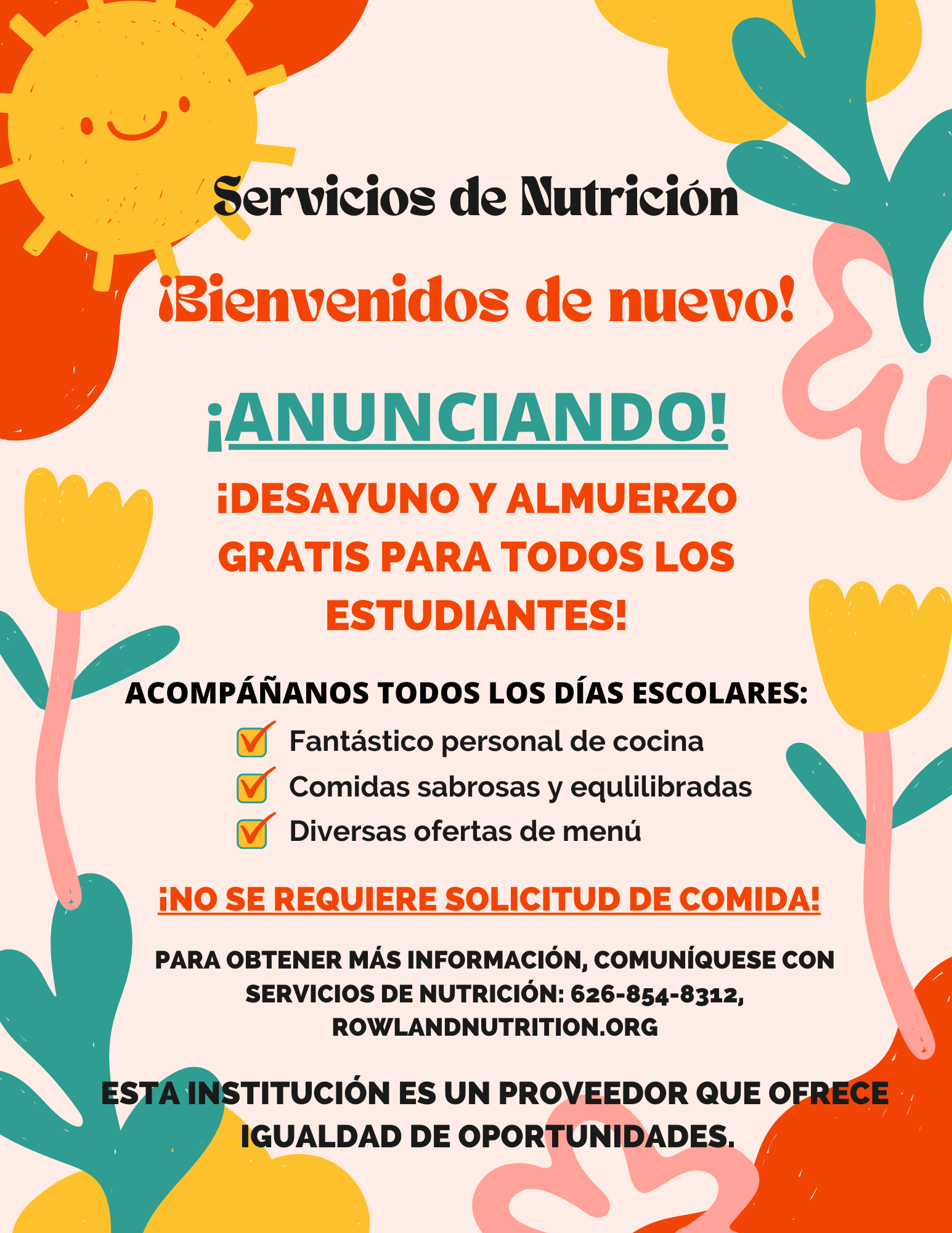 Spanish Free Meals Flyer